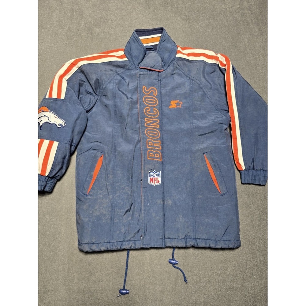 Vintage Denver Broncos Starter Jacket Youth‎ Medium Full Zip Pullover Puffer 90s